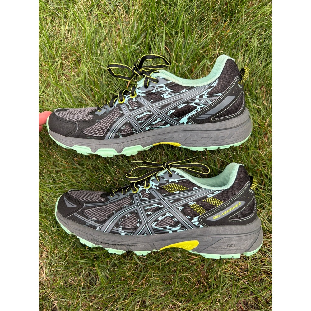 Asics Gel-Venture 6 Womens Trail Running Shoes Black Mint T7G6N Size 9
